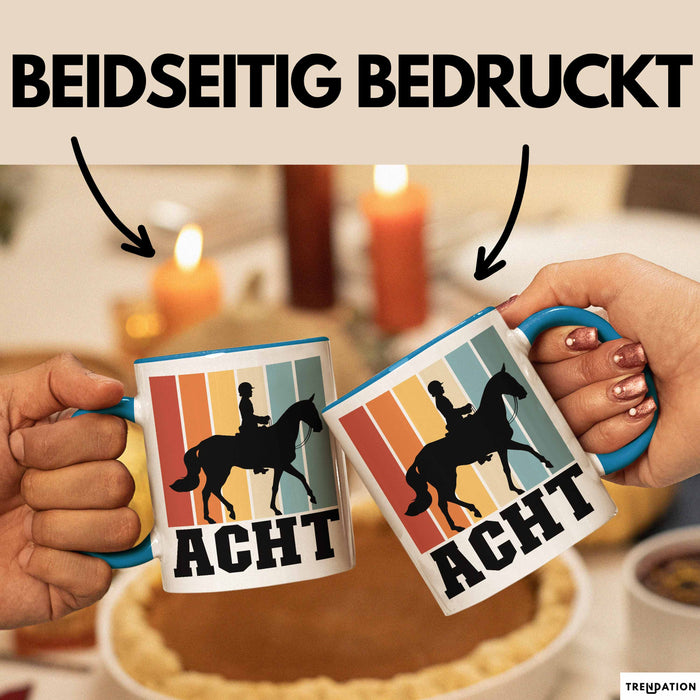 Tasse Geschenk Acht Retro Pferd Design Becher Blau Trendation