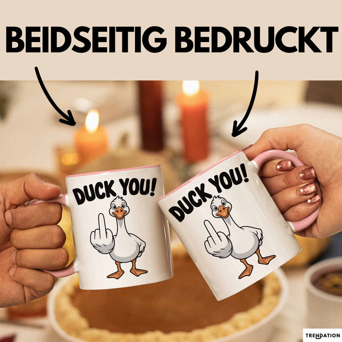 Ente Tier Tasse Geschenk Lustige Geschenkidee Spruch Duck You Rosa Trendation
