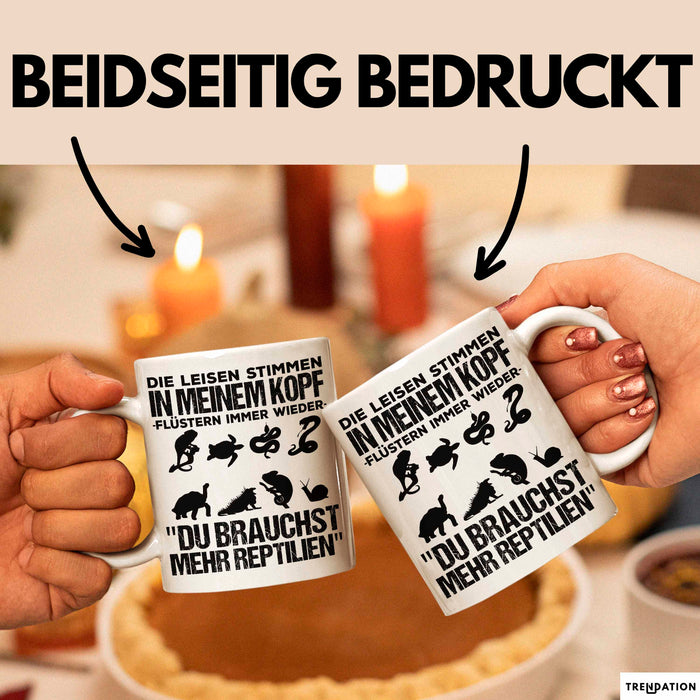 Reptil Bartagame Tasse Geschenk Lustige Geschenkidee Spruch Die Leisen Stimmen In Meinem Kopf Flüstern Immer Wieder Weiß Trendation