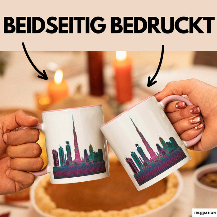 Dubai VAE Burj Khalifa Tasse Geschenk Lustige Geschenkidee Spruch Rosa Trendation