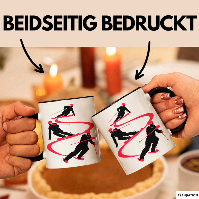 Ski Tasse Geschenk Grafik Skifahrer Becher Schwarz Trendation