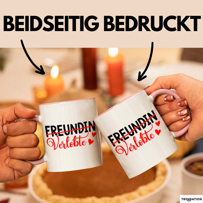 Verlobt Verlobung Verlobter Tasse Becher Geschenk Lustige Geschenkidee Spruch Verlobte Rosa Trendation