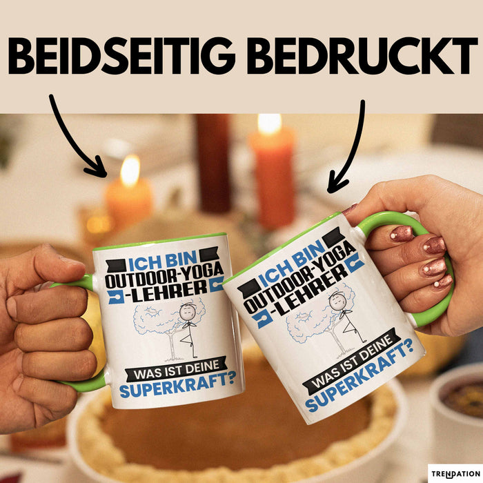 Outdoor-Yoga-Lehrer Tasse Geschenk für Outdoor-Yoga-Lehrer Geburtstag Lustiger Spruch Kaffee-Becher Was Ist Deine Superkraft Grün Trendation