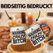 Humor Tasse Warning Crazy Bit*** Geschenkidee Verrückte Kollegin Kaffee-Becher Blau Trendation