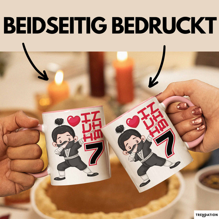 Kinder Tasse Geschenk Ich Bin 7 Ninja Herz Spruch Lustiger Becher Rosa Trendation
