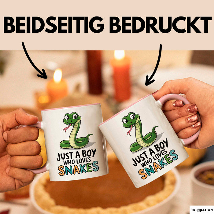 Reptil Schlange Tier Tasse Geschenk Lustige Geschenkidee Spruch Nur Ein Junge Der Schlangen Liebt Rosa Trendation
