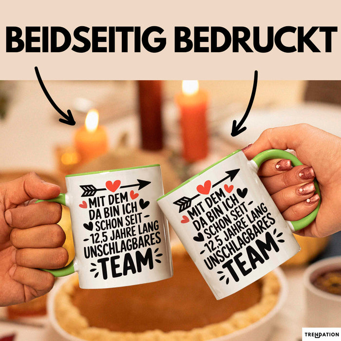 Romantische Pärchen Tasse Geschenk Team seit 12,5 Jahren Geschenkidee Lustig Grün Trendation