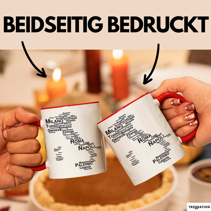Italienische Städte Italien Karte Tasse Geschenk Lustige Geschenkidee Spruch Rot Trendation