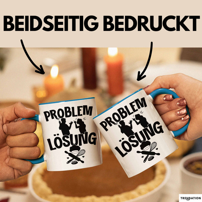 Backen Tasse Geschenk für Bäcker Männer Geschenkidee Problem und Lösung Backen Kochen Blau Trendation