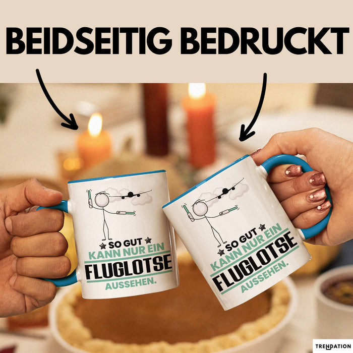 Fluglotse Geschenk Tasse So Gut Kann Nur Ein Fluglotse Aussehen Geschenkidee Kaffee-Becher Blau Trendation