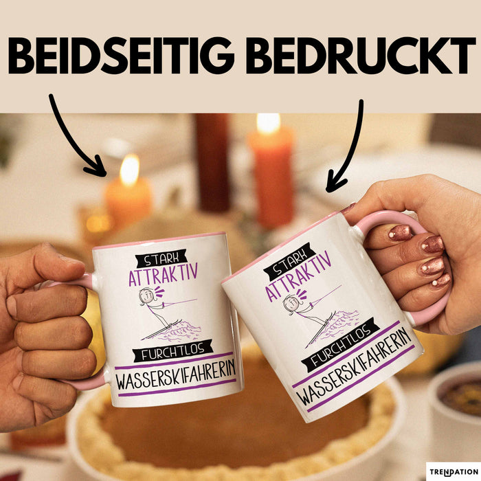 Wasserskifahrerin Tasse Geschenk Becher Stark Attraktiv Furchtlos Wasserskifahrerin Lustige Geschenkidee Rosa Trendation