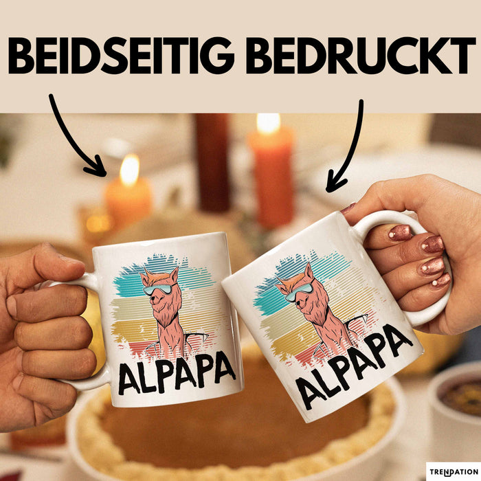 Vater Papa Tasse Gschenk Alpaka Llama Alpapa Geschenkidee Spruch für Vater zum Vatertag Weiß Trendation