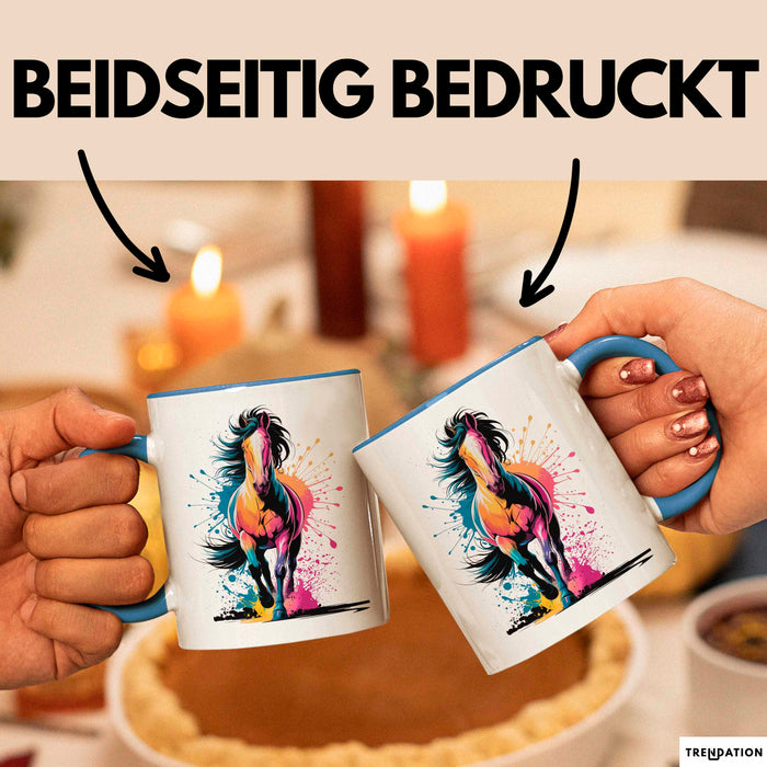 Pferde Tierliebhaber Tasse Geschenk Lustige Geschenkidee Spruch Blau Trendation