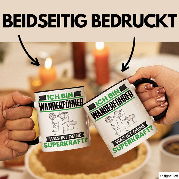 Wanderführer Tasse Geschenk für Wanderführer Geburtstag Lustiger Spruch Kaffee-Becher Was Ist Deine Superkraft Schwarz Trendation