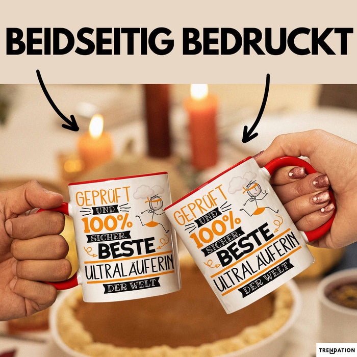 Beste Ultraläuferin Der Welt Tasse Geschenk für Eine Ultraläuferin Geprüft Und Sicher Geschenkidee Geburtstag Weihnachten Rot Trendation