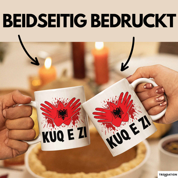 Albanische Flagge Shqip Shqiponja Albanischer Adler Albanien Tasse Geschenkidee Weiß Trendation