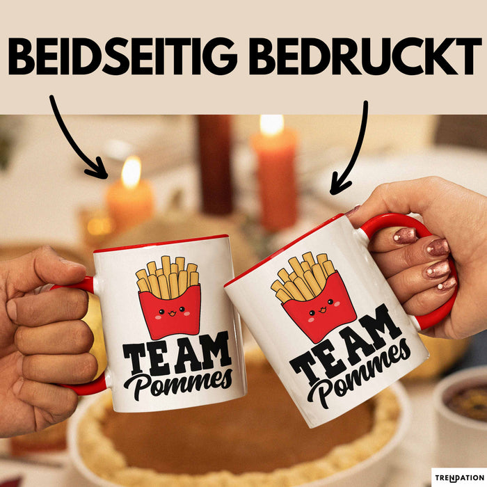 French Fries Tasse Pommes Frites Team Fritten Fans Rot Trendation