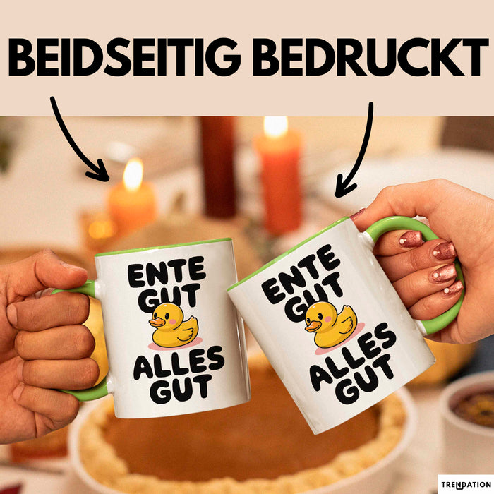 Quietscheente Tier Tasse Geschenk Lustige Geschenkidee Spruch Ente Gut Alles Gut Grün Trendation