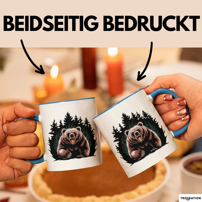 Bärenliebhaber Tasse Geschenkidee für Naturliebhaber Blau Trendation