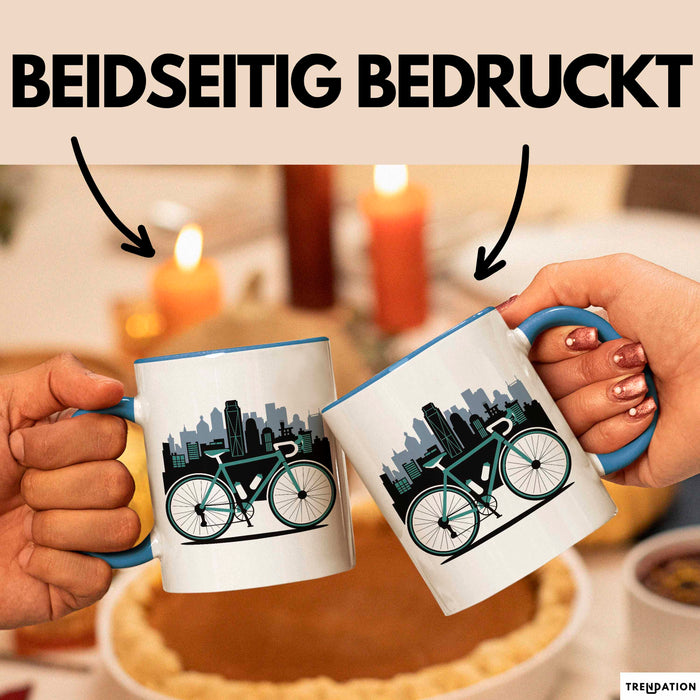 Fahrradpendler Tasse Geschenkidee für Zur Arbeit Radfahrer Blau Trendation