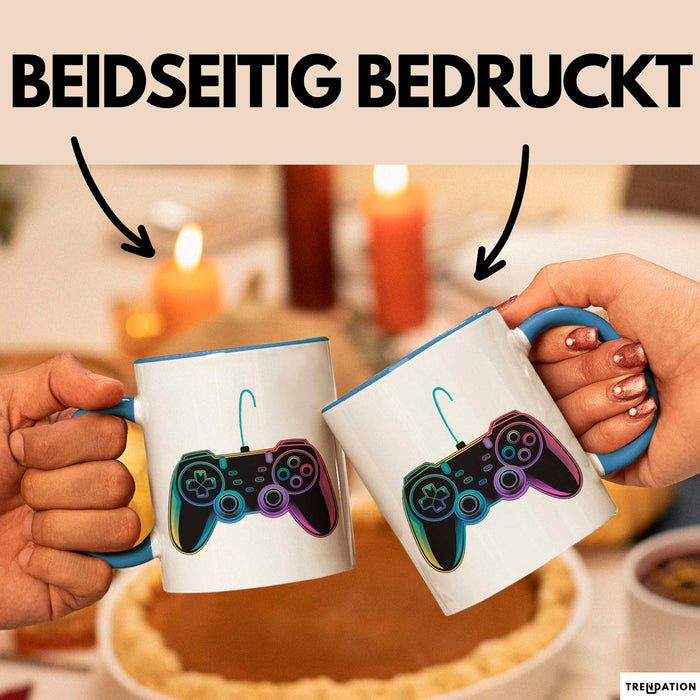 Gamer Gaming Liebhaber Tasse Geschenk Lustige Geschenkidee Spruch Game Controller Blau Trendation