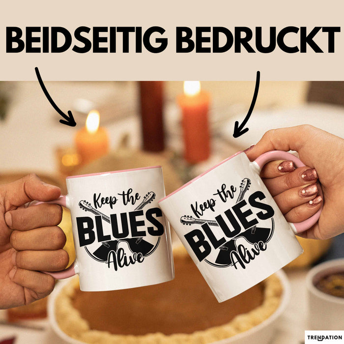 Jazz Tasse Geschenk Keep The Blues Alive Musik Becher Rosa Trendation