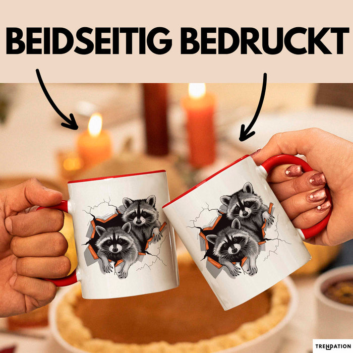 Waschbär Tierliebhaber Tasse Geschenk Lustige Geschenkidee Spruch Rot Trendation