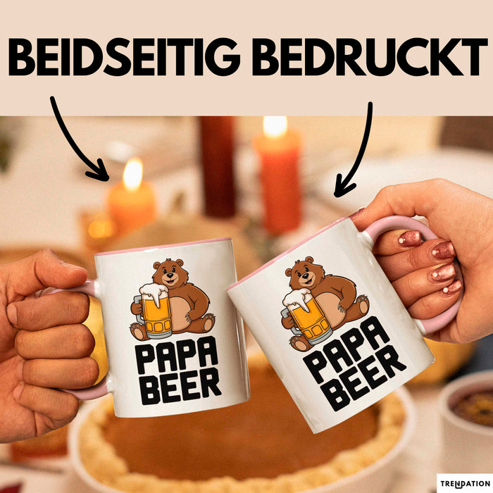 Papa Vatertag Tasse Becher Geschenk Lustige Geschenkidee Spruch Papa Bierbär Rosa Trendation