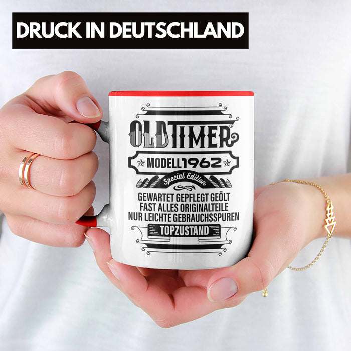 TRENDATION 60. Geburtstag Tasse Frau Mann Geschenk 60er Geschenkidee 60 Mutter Vater Rot Trendation