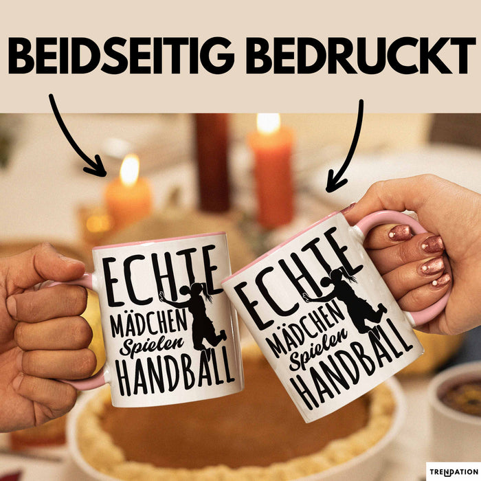 Mädchen Handball-Spielerin Tasse Geschenk Spruch Echte Mädchen Spielen Handball Geschenkidee Frauen Rosa Trendation