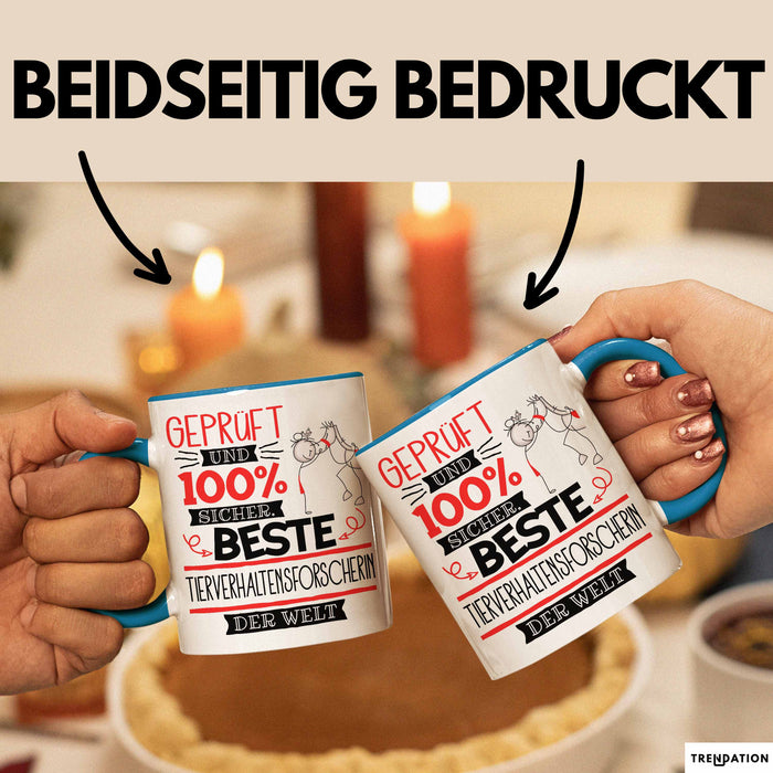 Beste Tierverhaltensforscherin Der Welt Tasse Geschenk für Eine Tierverhaltensforscherin Geprüft Und Sicher Geschenkidee Geburtstag Weihnachten Blau Trendation