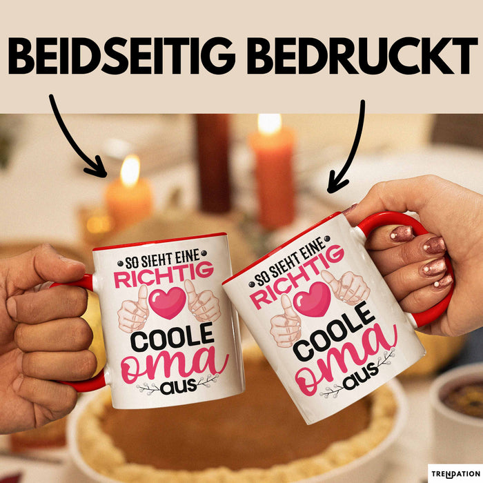 Coole Oma Tasse Geschenk Muttertag Lustiger Spruch Richtig Cool Rot Trendation