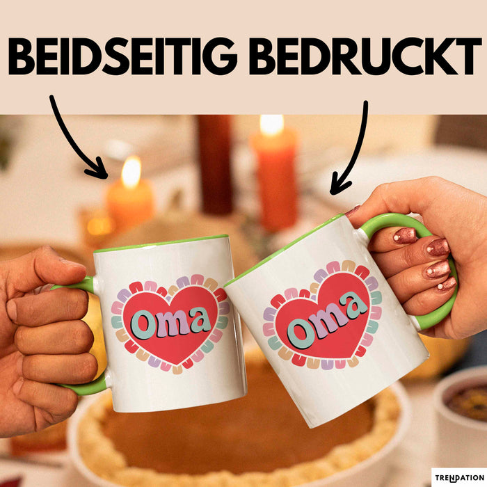 Oma Tasse Geschenkidee Oma Herz Liebende Familie Nana Grün Trendation