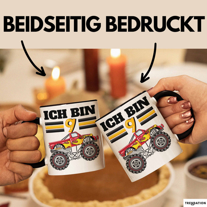9. Geburtstag Geschenk Tasse Becher Jungs Trucks Geburtstagsgeschenk Ich Bin 9 Schwarz Trendation