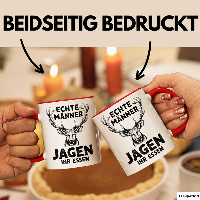 Hirschjäger Jagd Tasse Geschenk Echte Männer jagen ihr Essen Rot Trendation