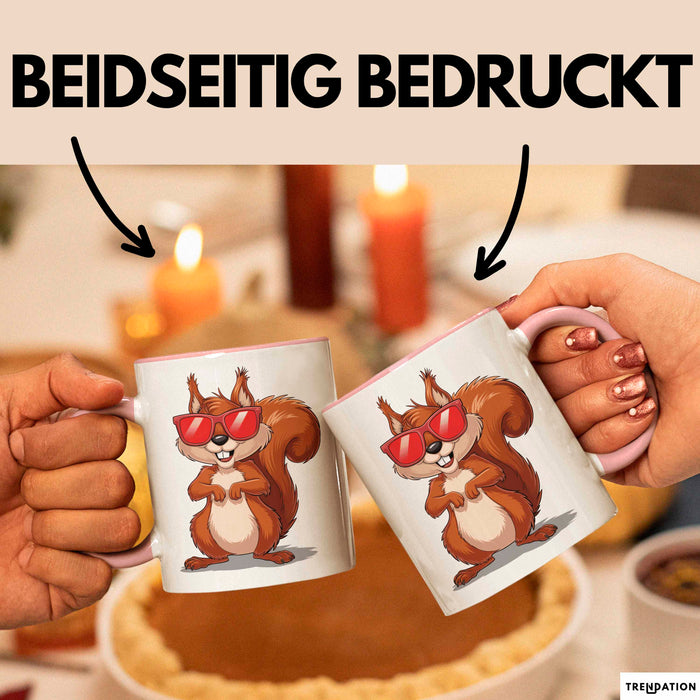 Eichhörnchen Tierliebhaber Sonnenbrille Tasse Geschenk Lustige Geschenkidee Spruch Rosa Trendation