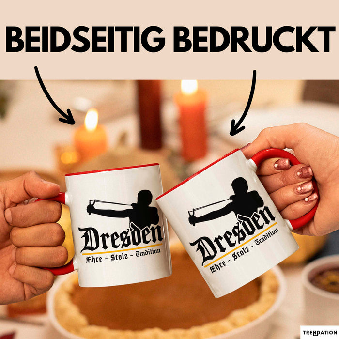 Dresden Fußball Tasse Geschenk Lustige Geschenkidee Spruch Ehre Stolz Tradition Rot Trendation