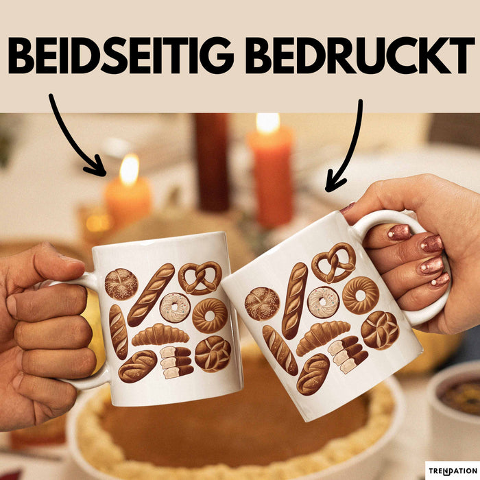 Arten Von Brot Tasse Geschenk Brotarten Baguette Croissant Bagel Kaffee-Becher Weiß Trendation