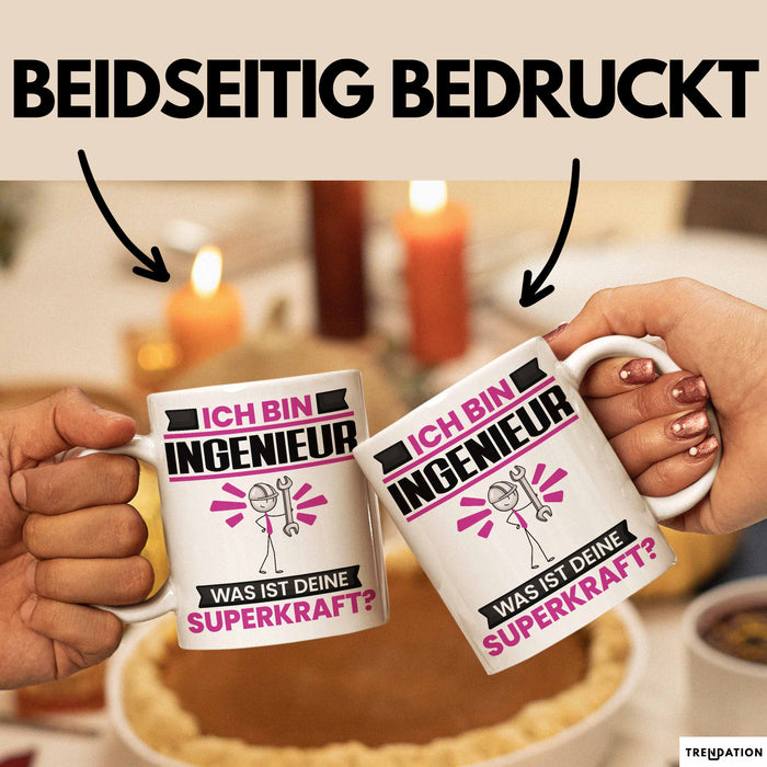 Ingenieur Tasse Geschenk für Ingenieur Geburtstag Lustiger Spruch Kaffee-Becher Was Ist Deine Superkraft Weiß Trendation