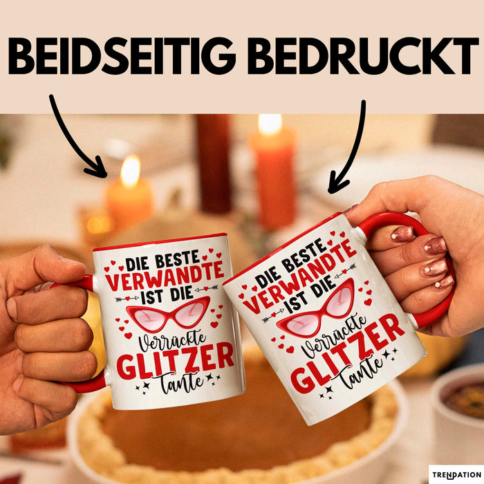 Tante Verwandte Tasse Geschenk Lustige Geschenkidee Spruch Beste Tante Rot Trendation