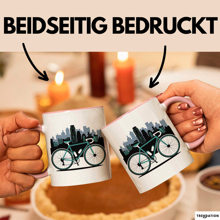 Fahrradpendler Tasse Geschenkidee für Zur Arbeit Radfahrer Rosa Trendation