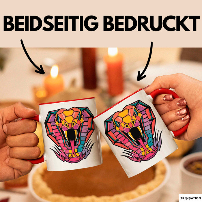 Reptil Schlange Tier Tasse Geschenk Lustige Geschenkidee Spruch Rot Trendation