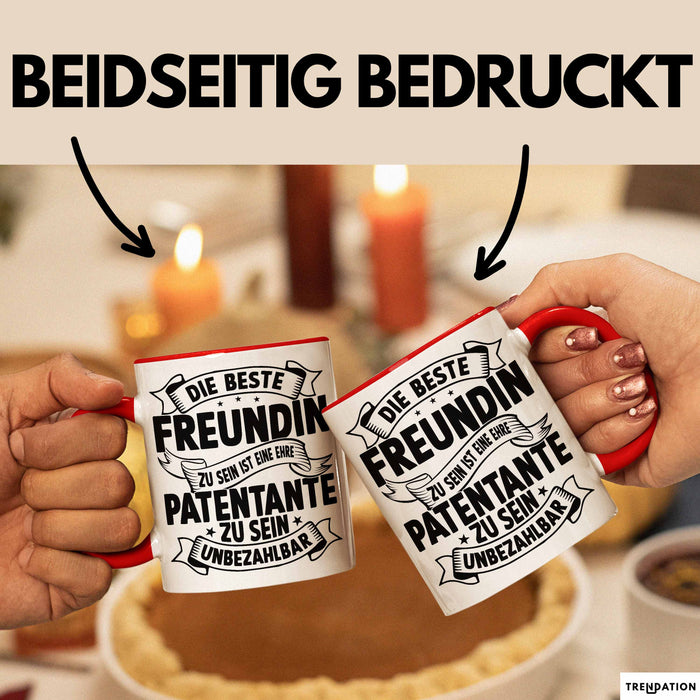 Patentante Geschenk Tasse Spruch Geschenkidee Beste Patentante Zu Sein Ist Unbezahlbar Kaffee-Becher Rot Trendation
