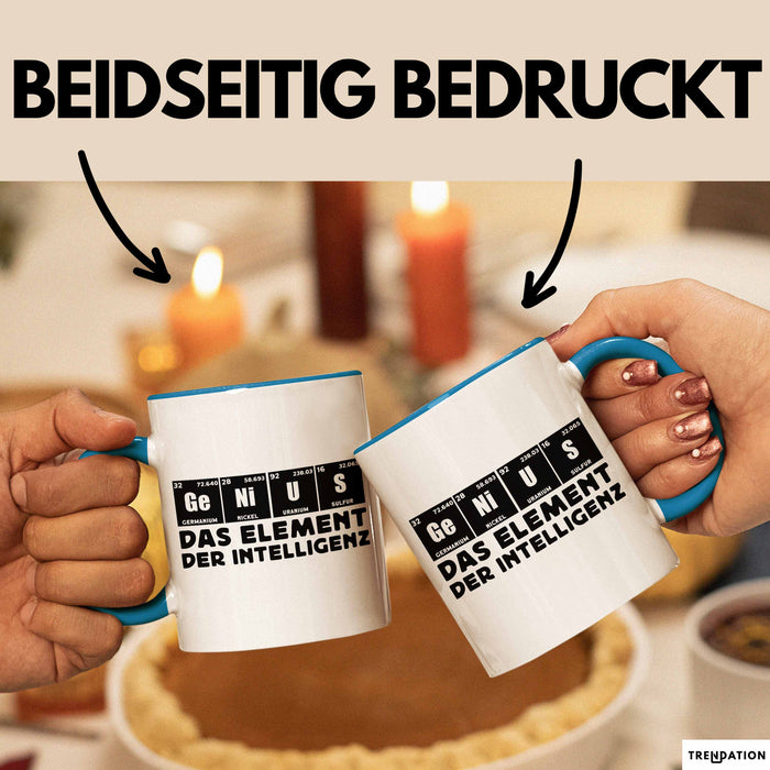 Chemiker Tasse Geschenk Für Chemie-Studenten Genius Das Element Der Inztelligenz Kaffee-Becher Blau Trendation