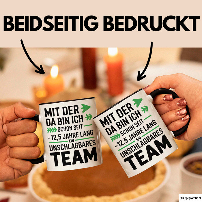 Romantische Pärchen Tasse Geschenk Team seit 12,5 Jahren Geschenkidee Lustig Schwarz Trendation
