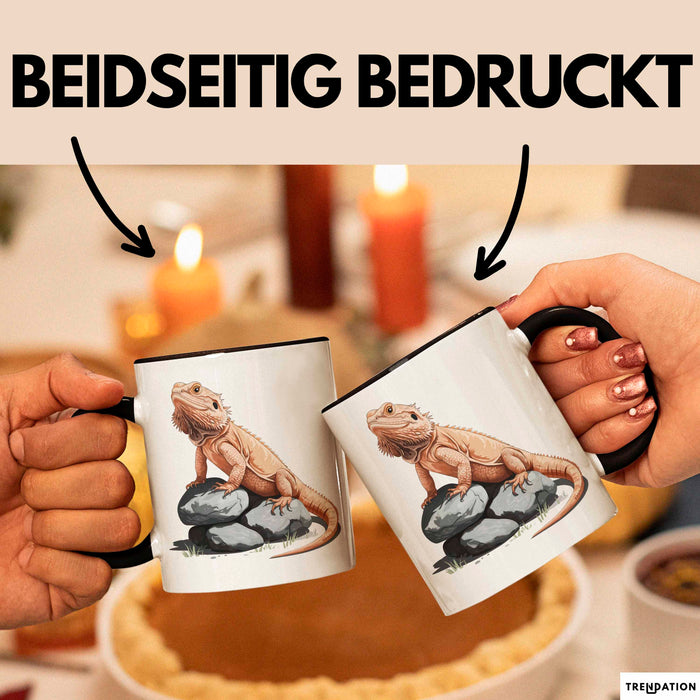 Reptil Bartagame Tasse Geschenk Lustige Geschenkidee Spruch Schwarz Trendation
