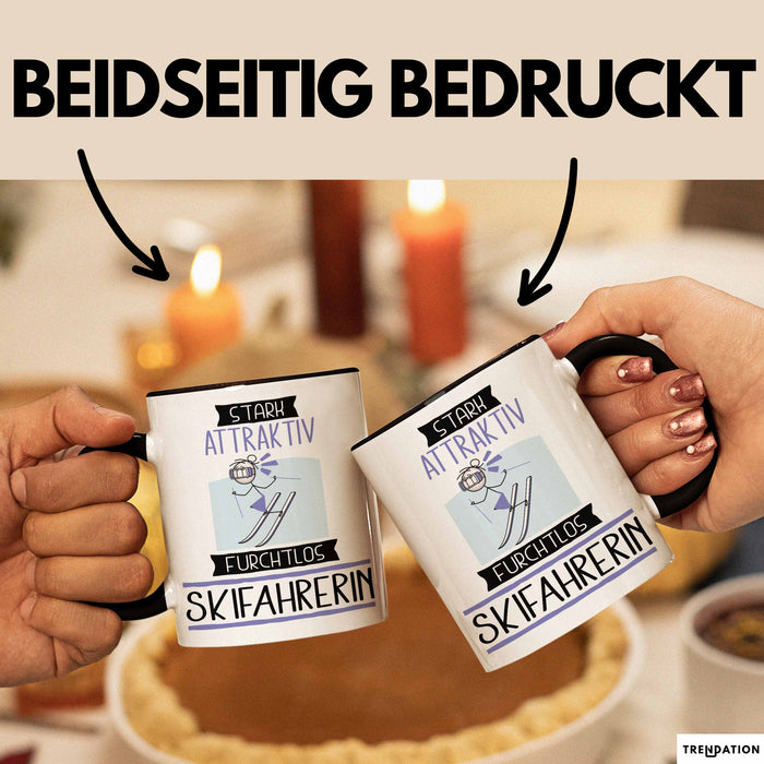 Skifahrerin Tasse Geschenk Becher Stark Attraktiv Furchtlos Skifahrerin Lustige Geschenkidee Trendation