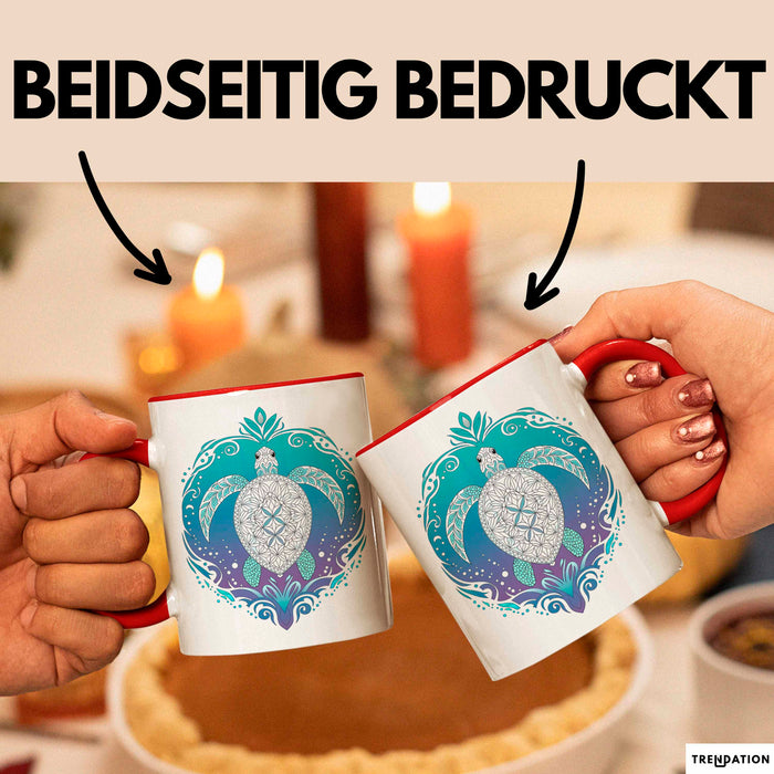 Schildkröte Tierliebhaber Tasse Geschenk Lustige Geschenkidee Spruch Schildkröten Mandala Rot Trendation