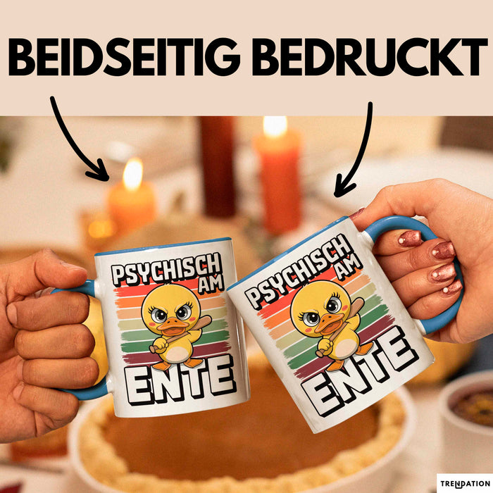 Ente Tier Tasse Geschenk Lustige Geschenkidee Spruch Psychisch Am Ente Blau Trendation