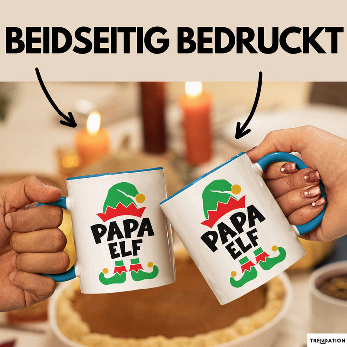 Papa Elf Tasse Geschenk Weihnachten Papa Geschenkidee Papaelfe Blau Trendation